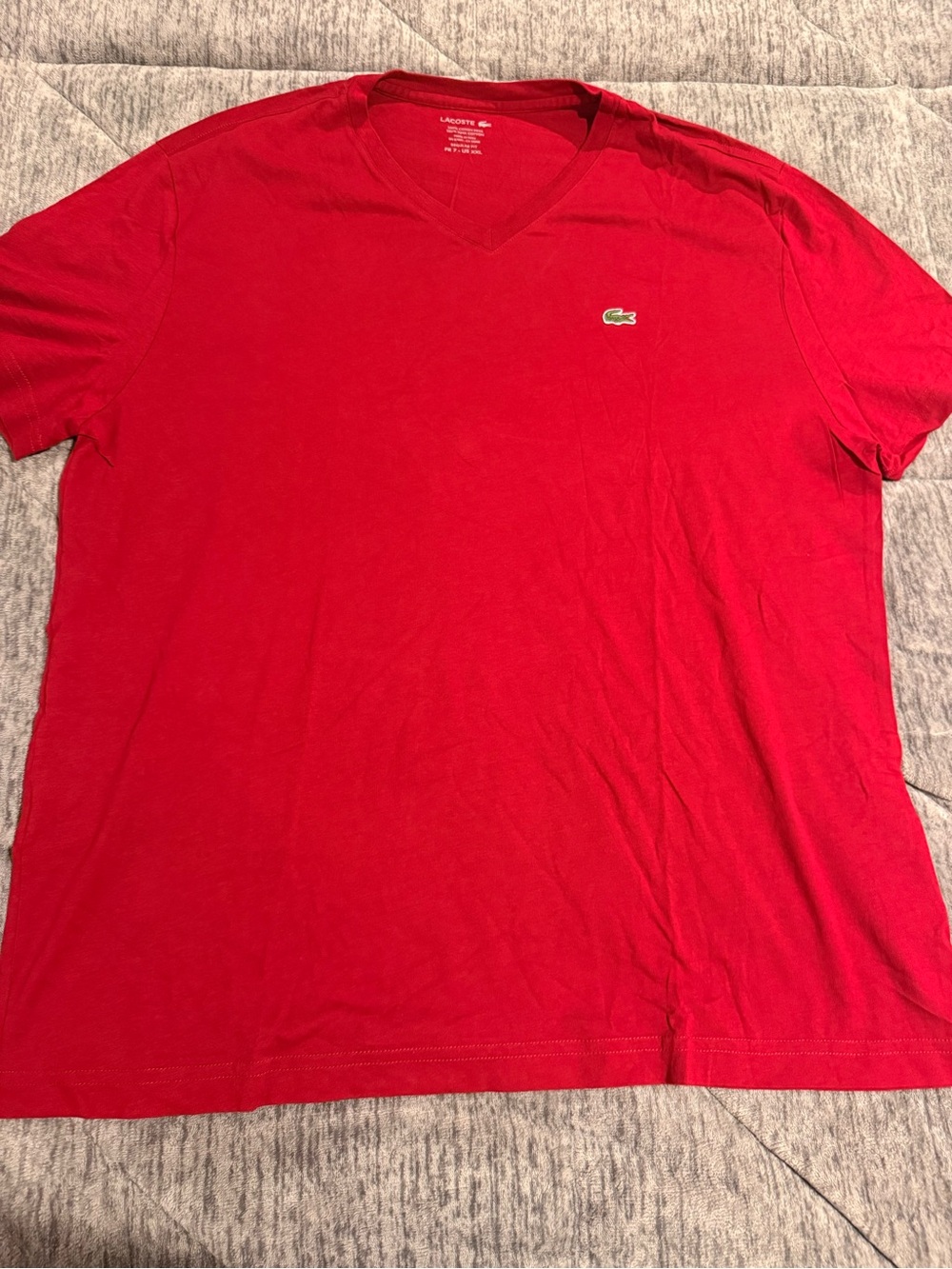 Lacoste Men's Bright Red V-Neck Short Sleeve Tee